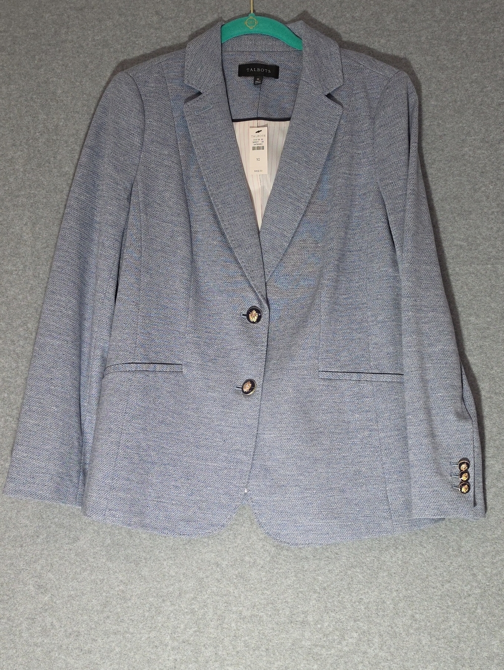 Talbots Light Blue Textured Blazer with Notch Lapel